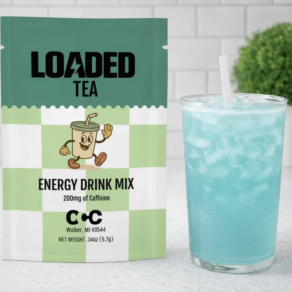 Energize Your Day with Loaded Tea – Single Packet | 32Oz Caffeinated Fruity Hydration Mix | Made in the USA | Effortless Mixing for Instant Refreshment